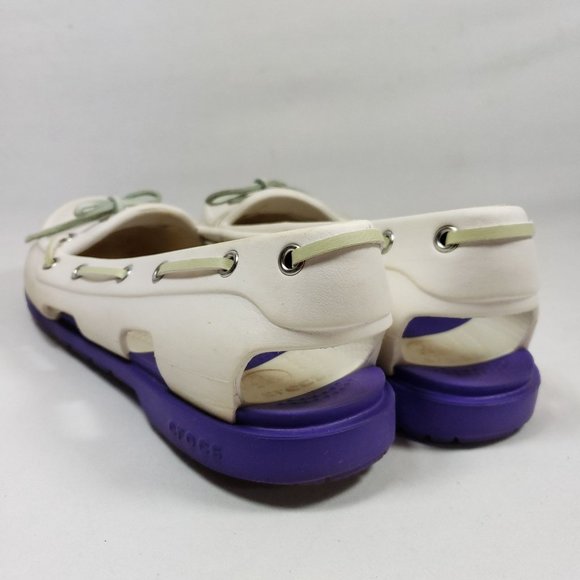 Crocs Women's Size 8 Beachline Boat Shoes White Purple - Picture 5 of 8